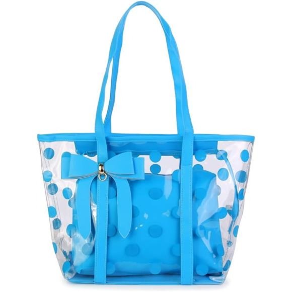 ABLE Women's Clear PVC Tote Bag - Fluorescent Green Waterproof Beach & Shopping Handbag With Zipper - View #9